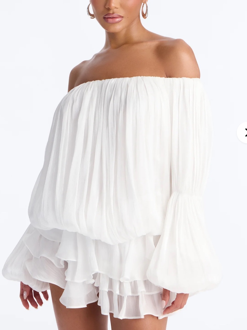 Fashion Nova White Off-Shoulder Ruffle Swim Cover-Up